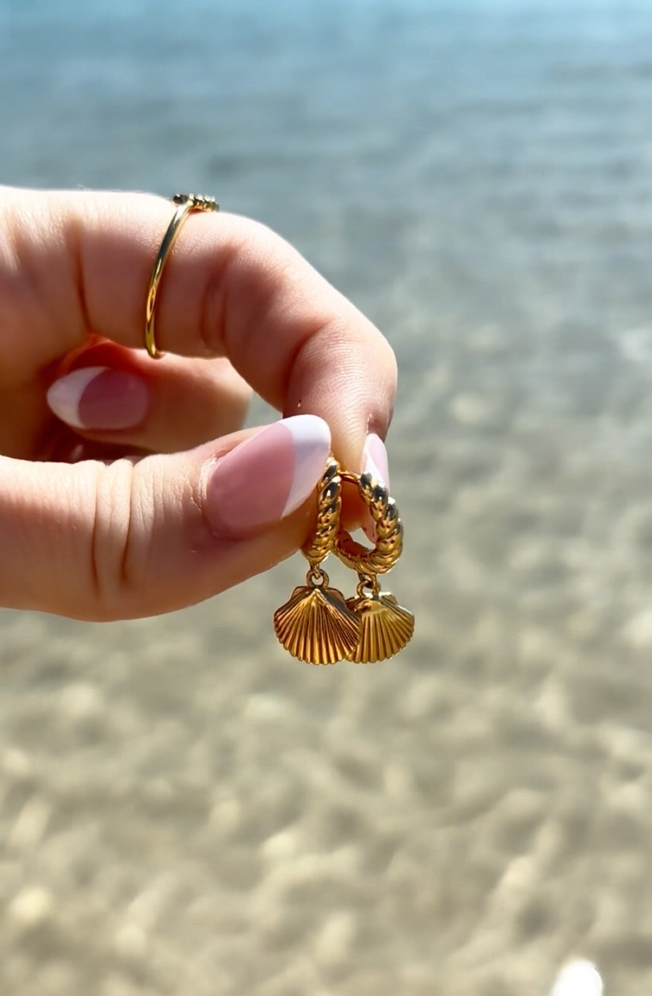 Sea Shell Twist Hoops - Gold Vermeil