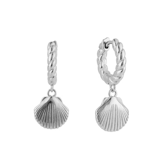 Twist Sea Shell Hoops - 925 Sterling Silver
