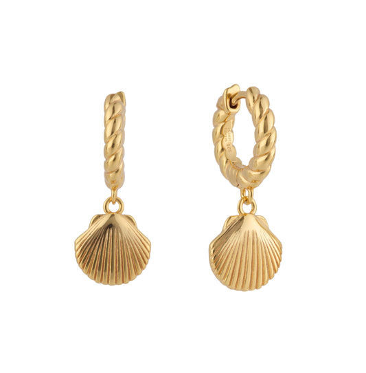Sea Shell Twist Hoops - Gold Vermeil