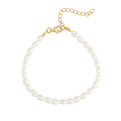 Serene Scenes The Label 18k Gold Tropics Bracelet featuring freshwater pearl beads with gold clasp and extender