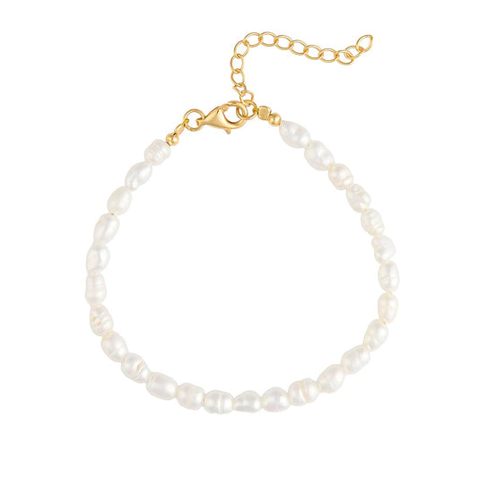 Serene Scenes The Label 18k Gold Tropics Bracelet featuring freshwater pearl beads with gold clasp and extender