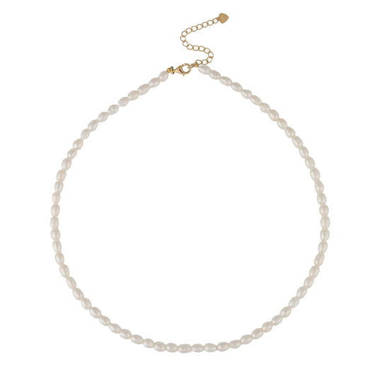 Serene Scenes The Label 18k Gold Tropics Necklace featuring freshwater pearl beads with gold clasp and extender